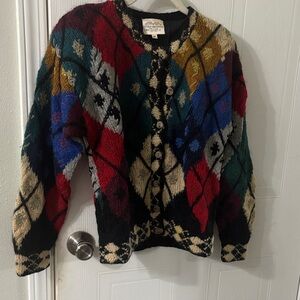 Susan Bristol Multicolor hand knit  Sweater Sz M